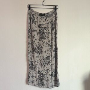 Grey and Black Floral Maxi Skirt